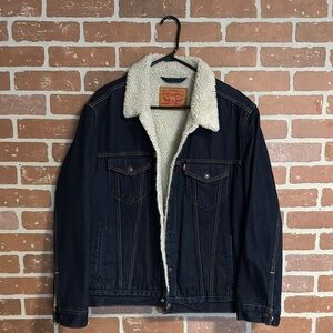 Levi's Dark Blue Denim Sherpa-Lined Jacket